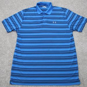 Under Armour Polo Men's XL Blue Striped UA HeatGear Loose Fit Pullover S/S Golf